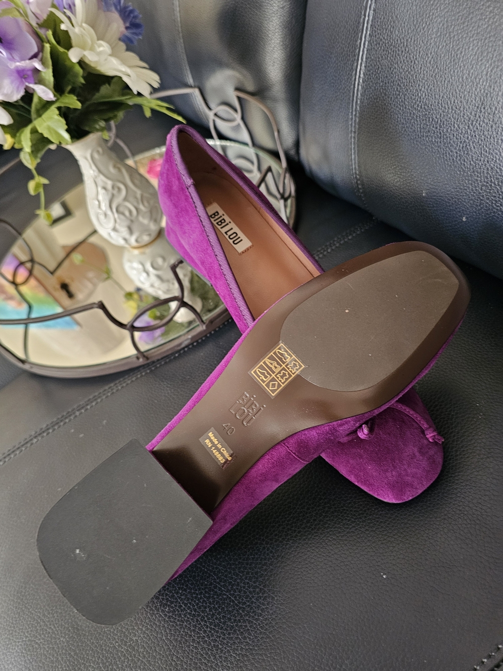 Bibi Lou Women's Purple Suede Ballet Flats - Picture 2 of 5